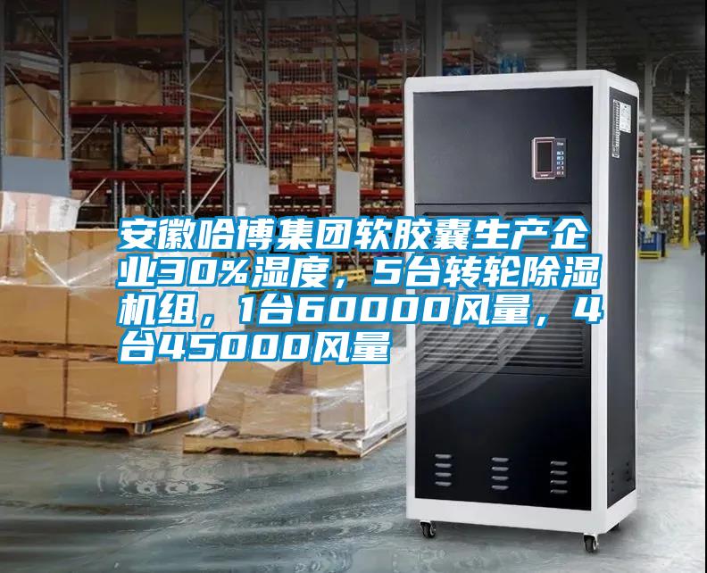安徽哈博集團軟膠囊生產(chǎn)企業(yè)30%濕度，5臺轉(zhuǎn)輪除濕機組，1臺60000風量，4臺45000風量
